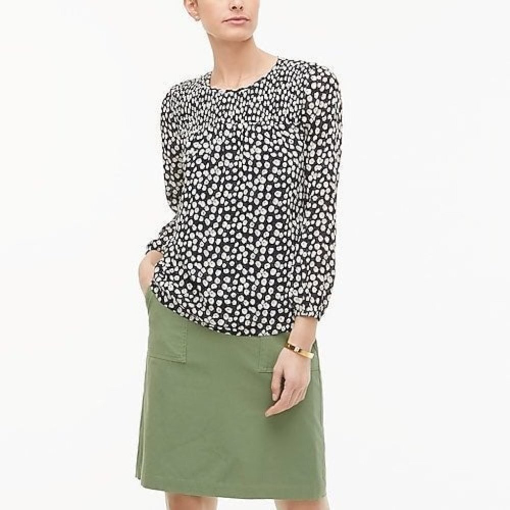 nwt J. Crew Size 4 Smocked long-sleeve top